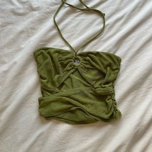Princess Polly Green O-Ring Crop Top - Size 10 (Runs Small)